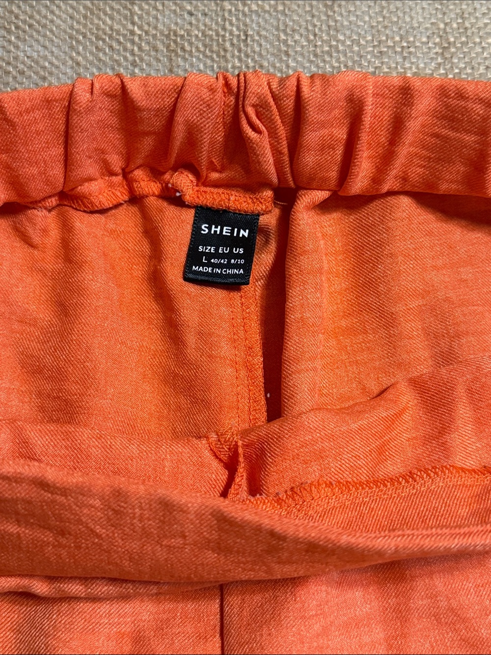 SHEIN Bright Orange High Waist Linen-Blend Shorts - Picture 2 of 3